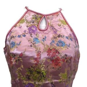 Mimi Women's Pink Floral Halter Flaw Runs Small